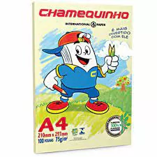 PAPEL CHAMEQUINHO A4 21CMX29,7CM 75G 100 FL AMARELO