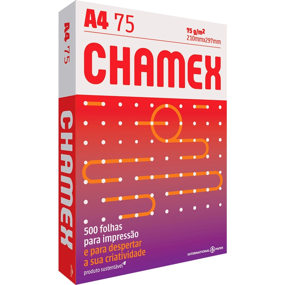 PAPEL CHAMEX A4 21CMX29,7CM 75G 500 FL BRANCA PACOTE