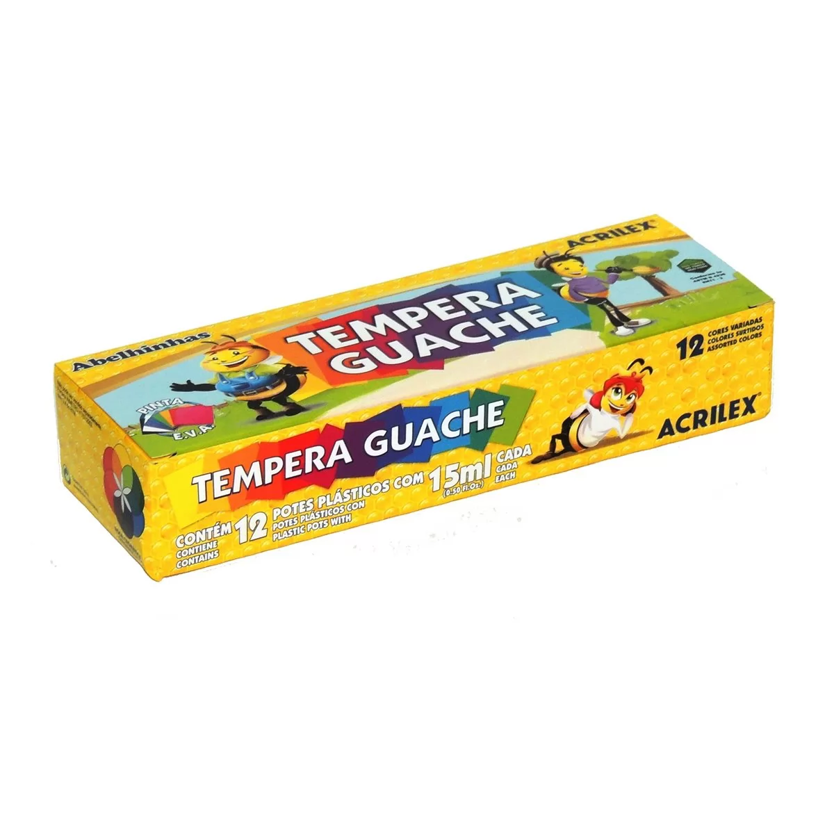 TINTA GUACHE 15ML 12 CORES- ACRILEX