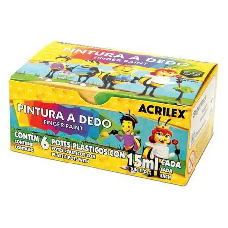 TINTA PINTURA DEDO 15ML 6 CORES ACRILEX