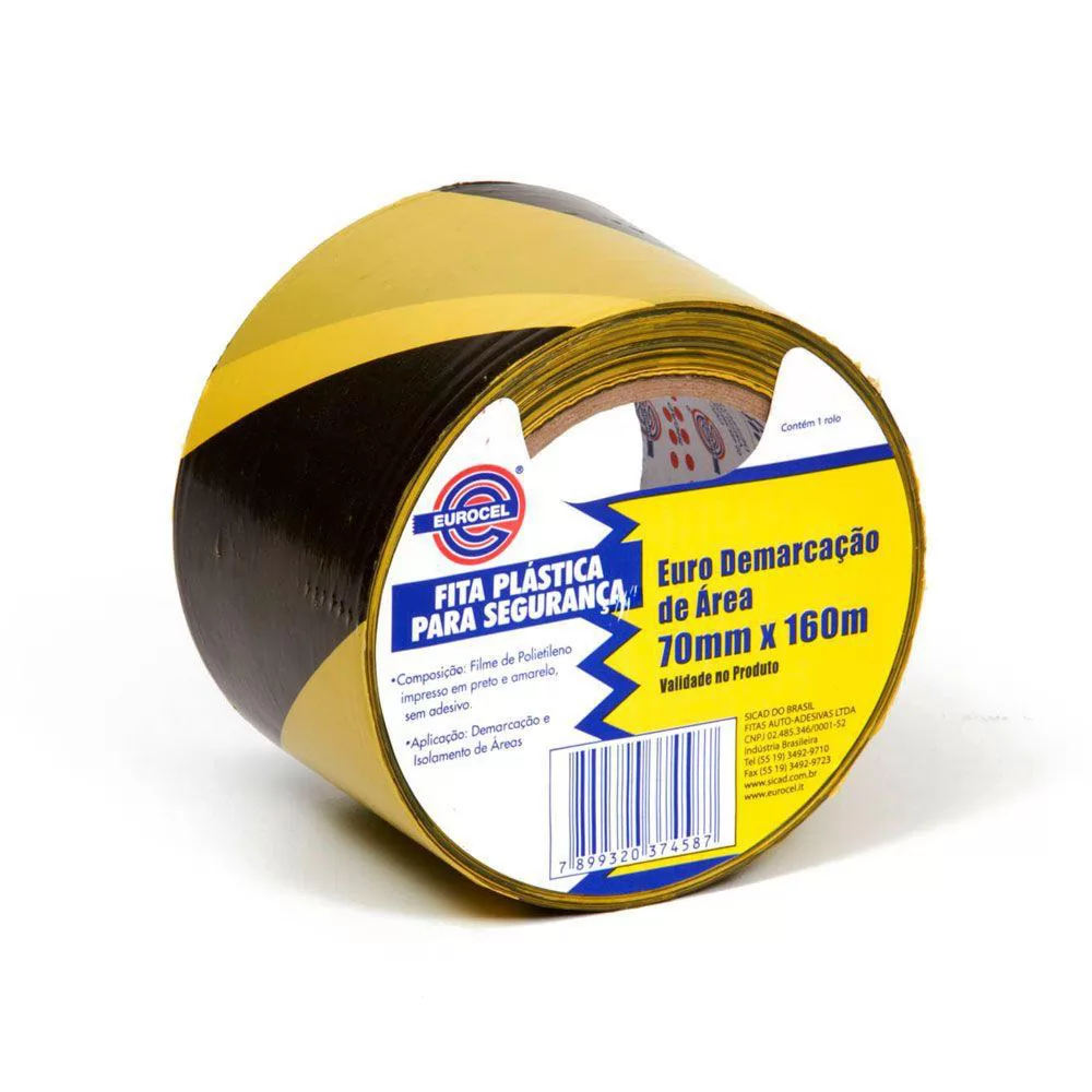 FITA DEMARCAÇÃO ÁREA 70MMX160M AMARELO/PRETO