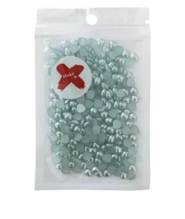 PEDRA DECORAÇÃO  - MEIA PEROLA CORACAO 6MM - 17 GR - AZUL PEROLADO