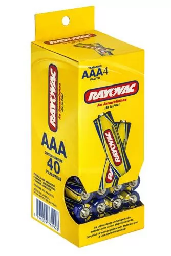 PILHA ZINCO PALITO PEQUENA AAA 4 UNID TUBO - RAYOVAC