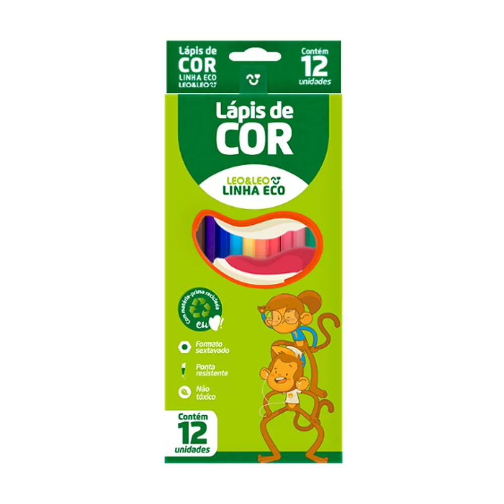 LAPIS 12 CORES RESINA SEXTAVADO FLEX ECOLOGICO UND LEOELEO