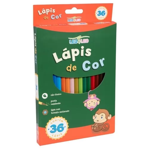 LÁPIS 36 CORES RESINA SEXTAVADO FLEX LEOELEO