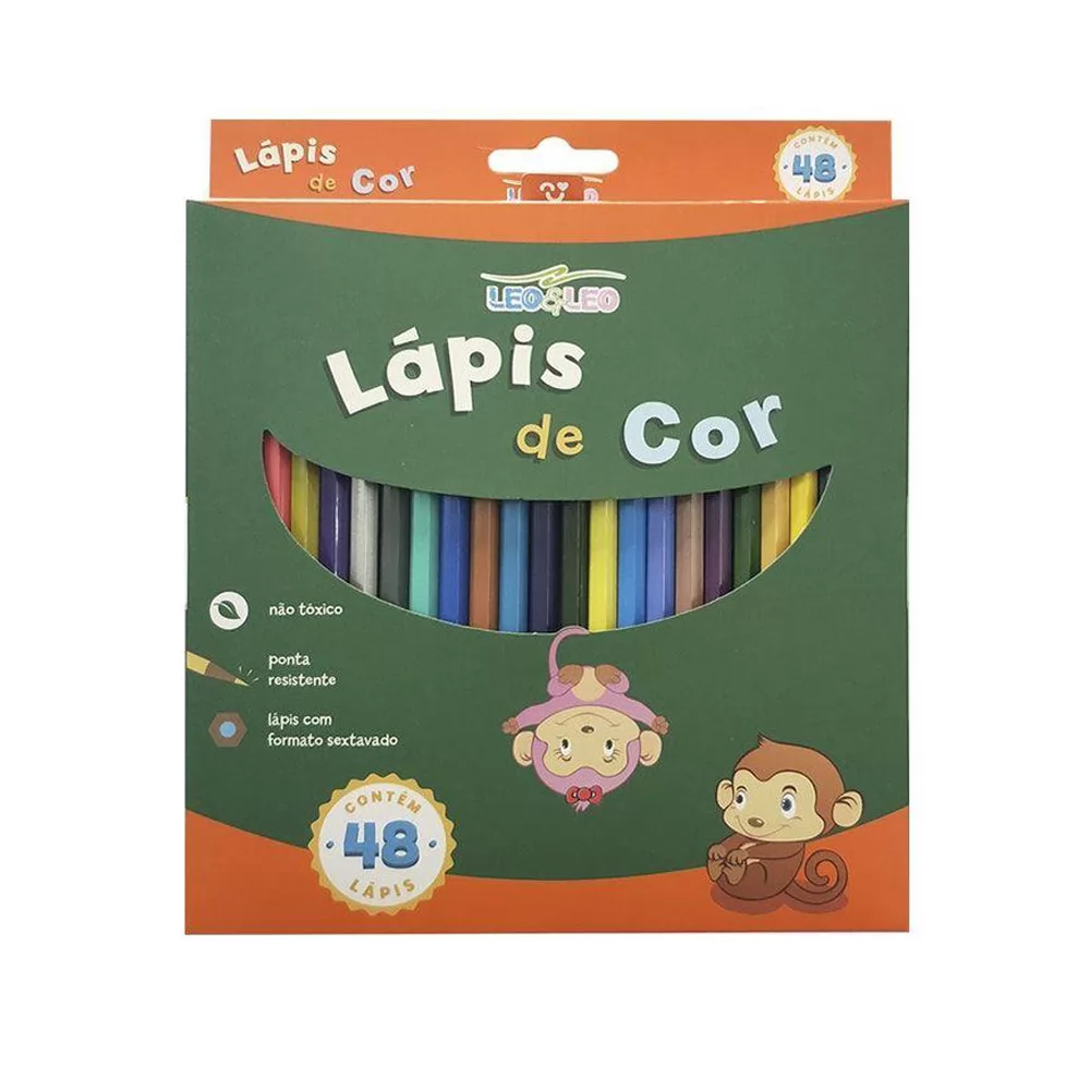 LÁPIS 48 CORES RESINA SEXTAVADO LEOELEO