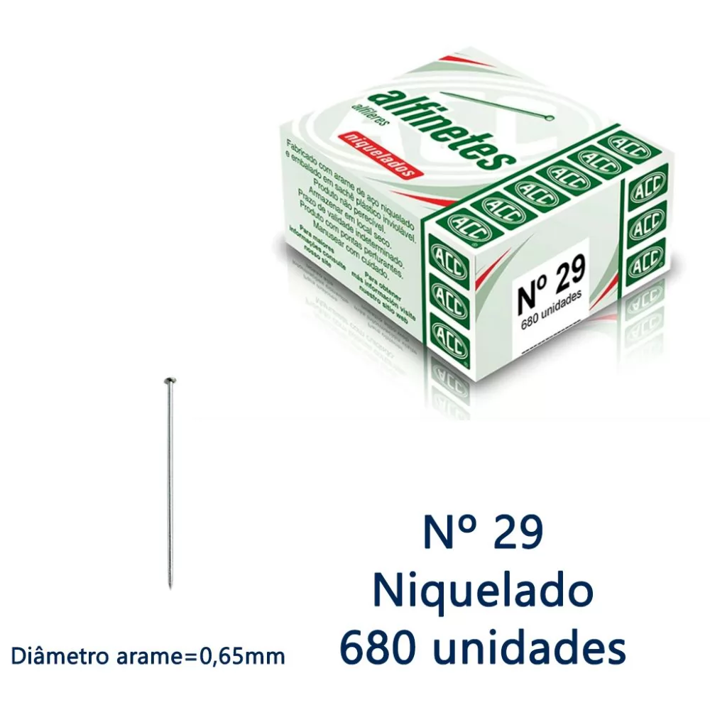 ALFINETE COSTURA 50G DIAMETRO 0,65MM COMP 29MM - ACC