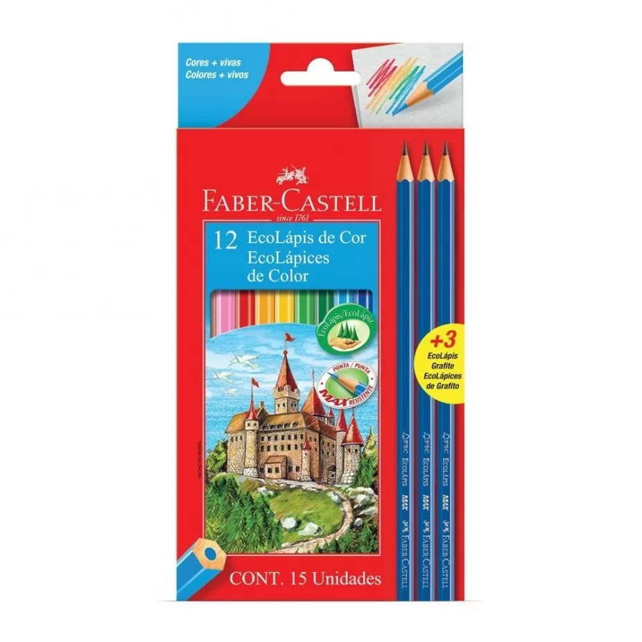 ECOLAPIS 12 CORES + 3 ECOLAPIS GRAFITE N2 FABER CASTELL