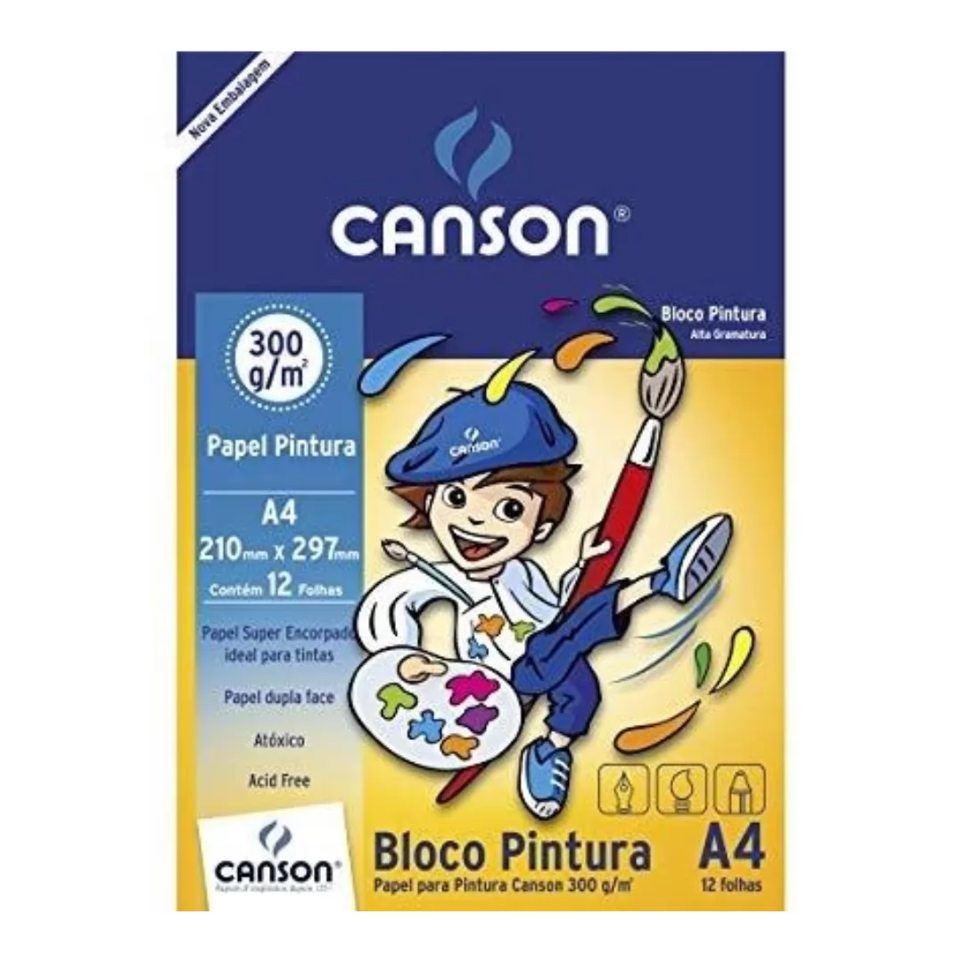 BLOCO ESCOLAR PINTURA A4 21CMX29,7CM 300G 12FL
