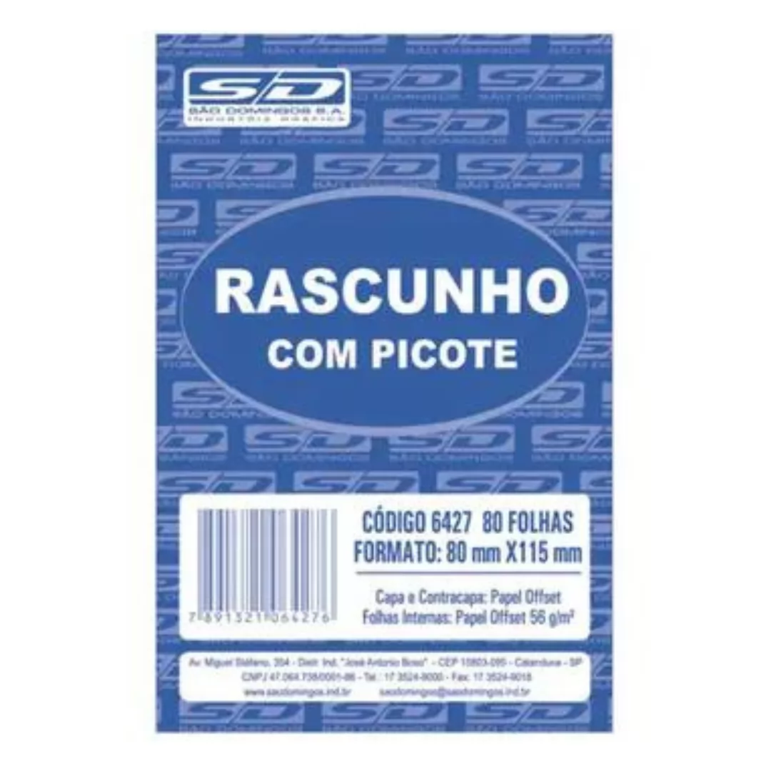 BLOCO PARA RASCUNHO C/ PICOTE E GRAMPO 80F.80X11,5 PCT. C/ 20 - SAO DOMINGOS