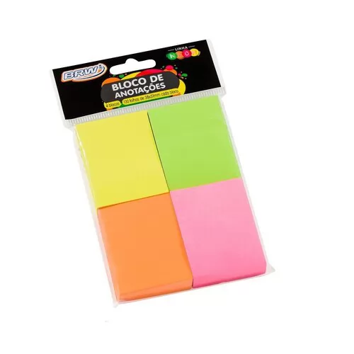 BLOCO SMART NOTES 38X51MM- COLORIDO NEON - 100FLS - 4BLOCOS