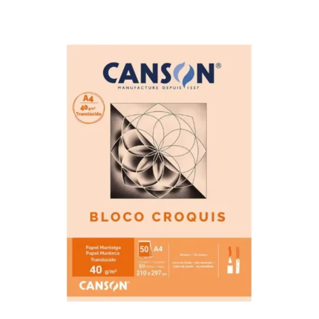 BLOCO TÉCNICO MANTEIGA CANSON CROQUIS A4 UNI.