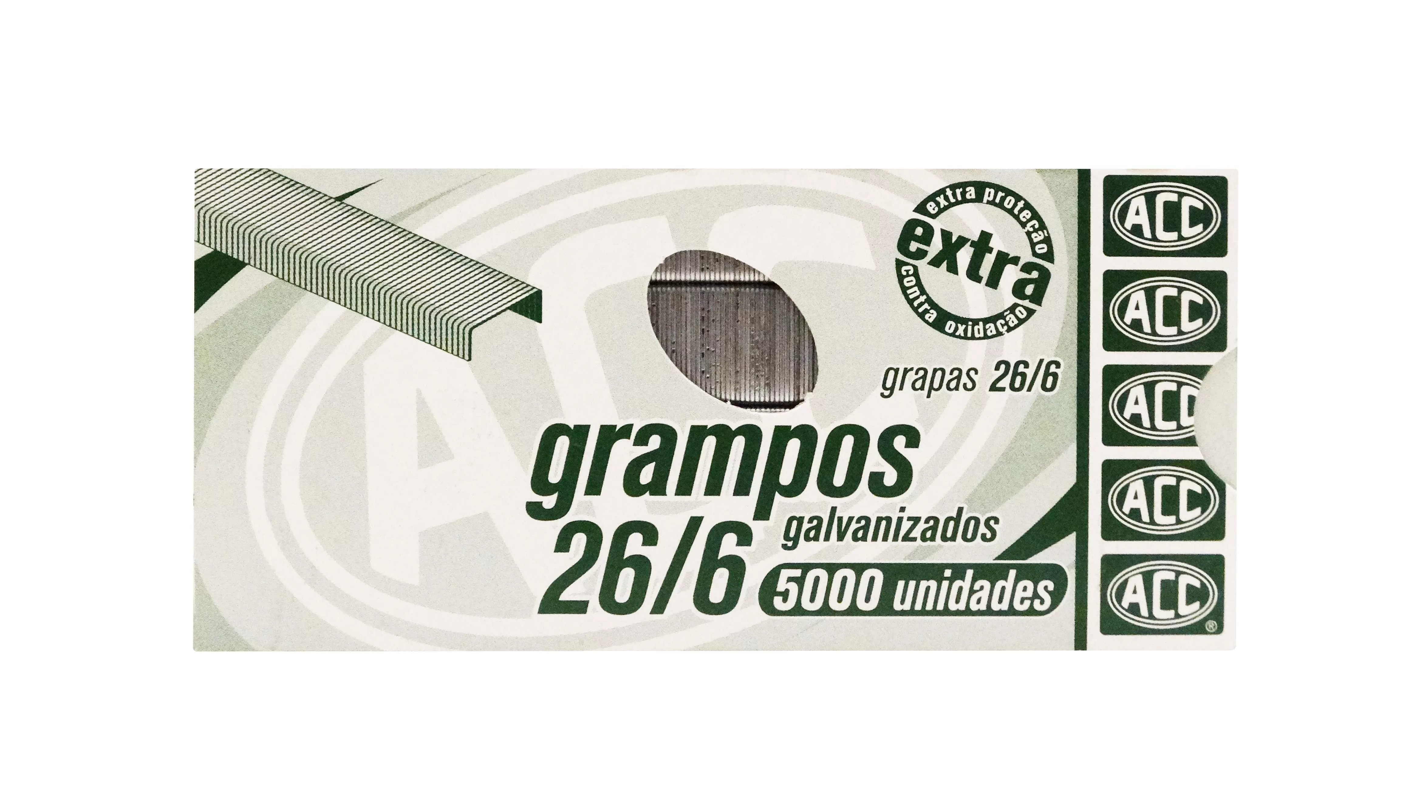 GRAMPO 26/6 AÇO GALVANIZADO CAIXA COM 5000 - ACC