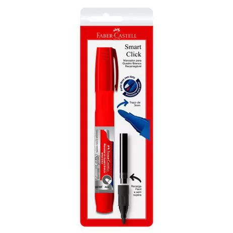MARCADOR QUADRO BRANCO RECARRAGÁVEL VERMELHO 3MM REDONDO - FABER CASTELL