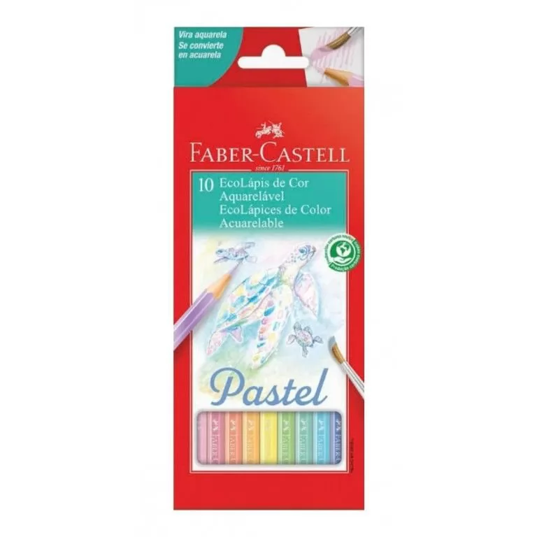 LÁPIS DE COR ECOLAPIS COR AQUARELAVEL PASTEL 10 CORES - FABER CASTELL