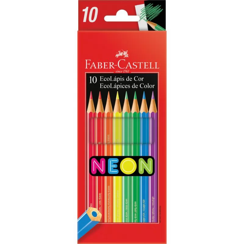 LÁPIS DE COR ECOLAPIS COR NEON 10 CORES - FABER CASTELL