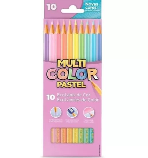 LÁPIS DE COR ECOLÁPIS COR PASTEL MULTICOLOR 10 CORES - FABER CASTELL