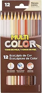 LÁPIS DE COR MULTICOLOR SUPER 12 CORES TONS DE PELE
