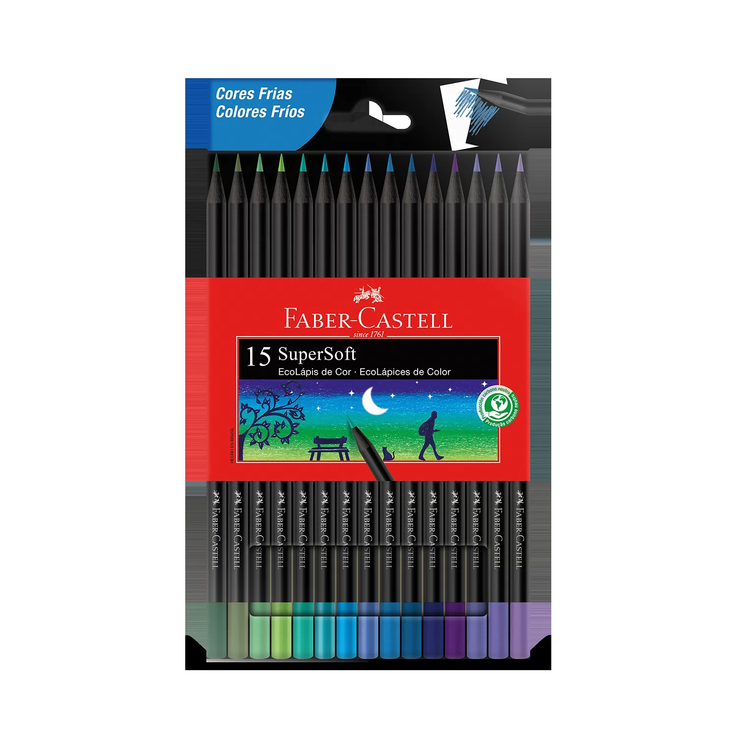 LÁPIS DE COR ECOLÁPIS SUPERSOFT 15 CORES FRIAS - FABER CASTELL