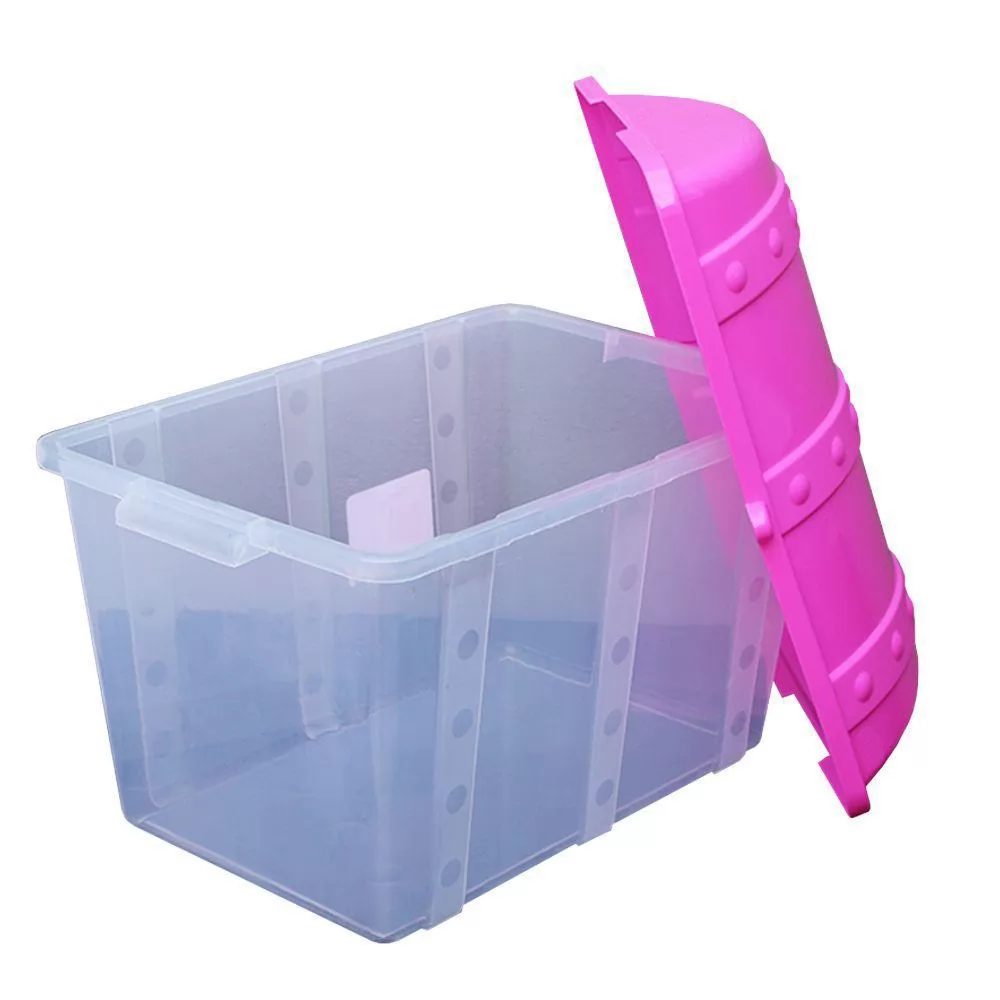 CAIXA ORGANIZADORA BAU 43L TRANSPARENTE/ROSA