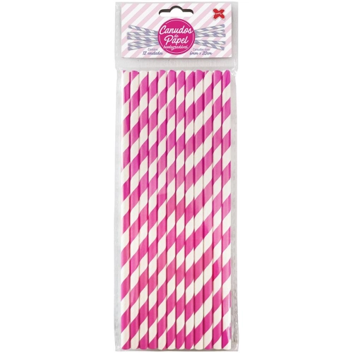 CANUDO BIODEGRADAVEL PAPEL LISTRA PINK 6X200MM C/12UN MAKE+