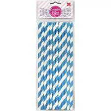 CANUDO BIODEGRADAVEL PAPEL LISTRA AZUL CLARO 6X20MM C/12UN MAKE+