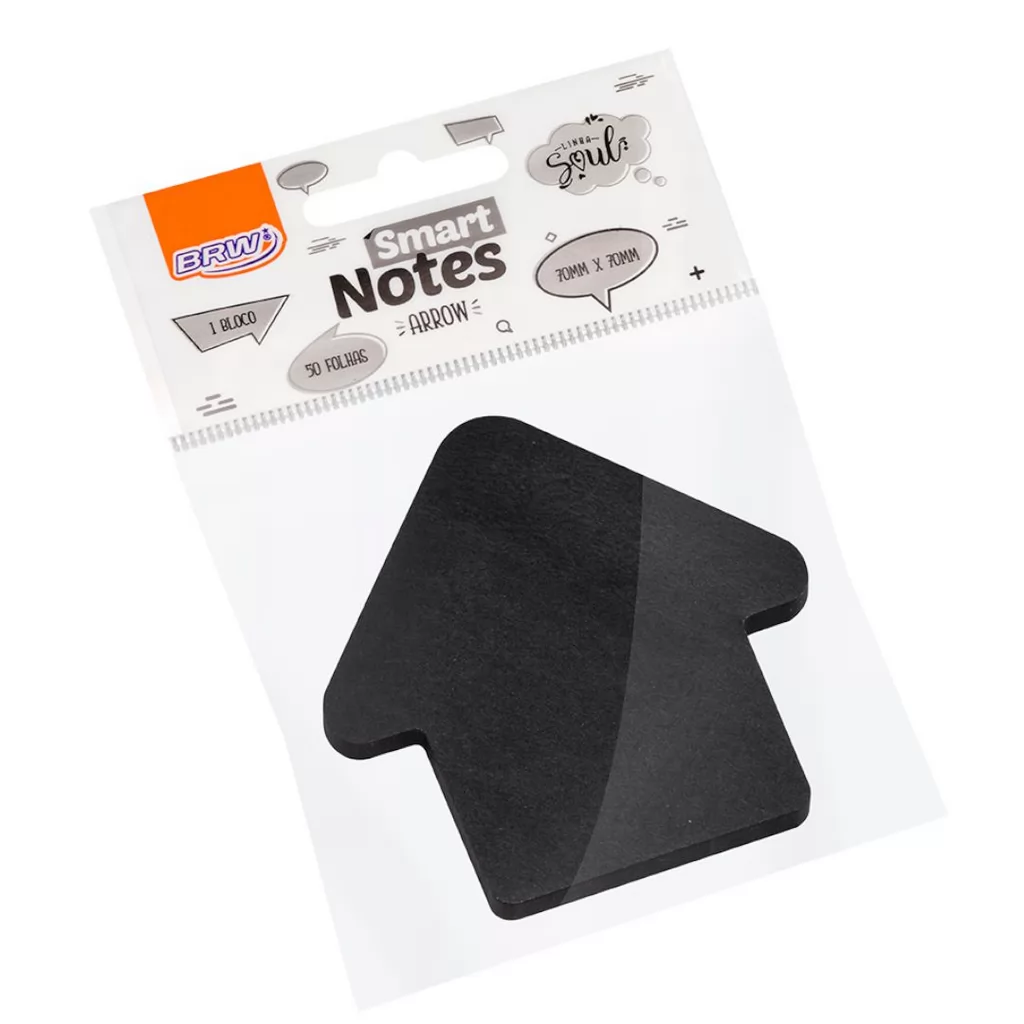 BLOCO SMART NOTES ARROW 70X70MM SETA - PRETO - 50FLS - 1BLOCO