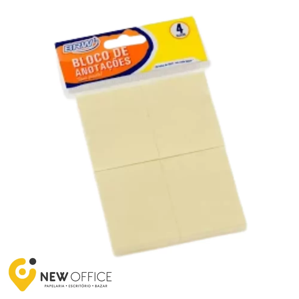 BLOCO SMART NOTES 38X51MM- AMARELO PASTEL - 50FLS - 4BLOCOS - BRW