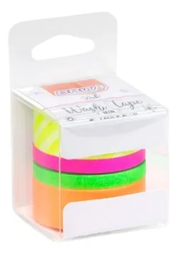 FITA ADESIVA WASHI TAPE - NEON - 2X15MMX3M E 2X5MMX3M - CAIXA C/ 4UN