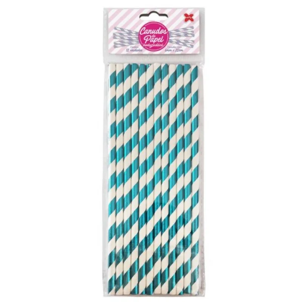 CANUDO DE PAPEL 6MMX200MM C/12-LISTRADO AZUL METALIZADO