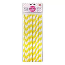 CANUDO DE PAPEL 6MMX200MM C/12-LISTRADO AMARELO