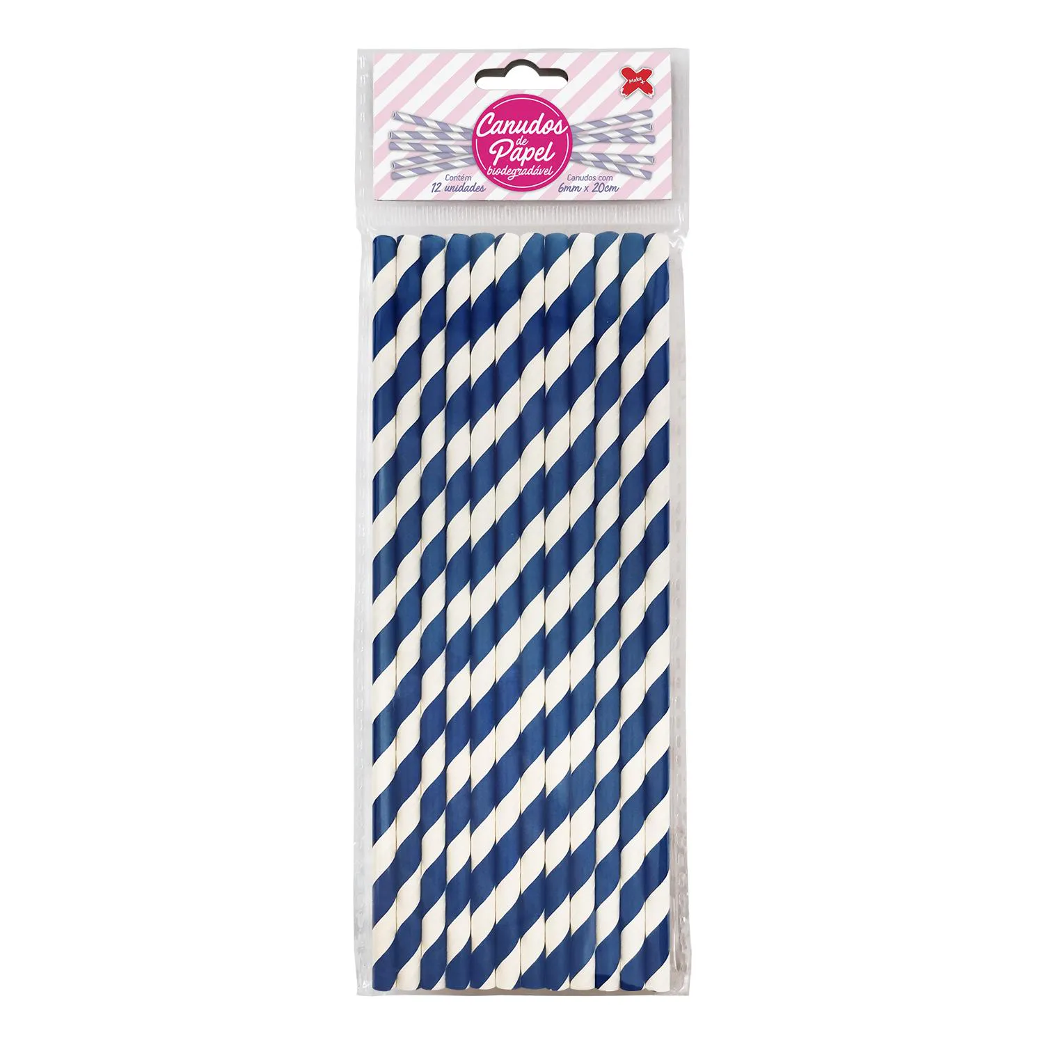 CANUDO DE PAPEL 6MMX200MM C/12-LISTRADO AZUL ESCURO