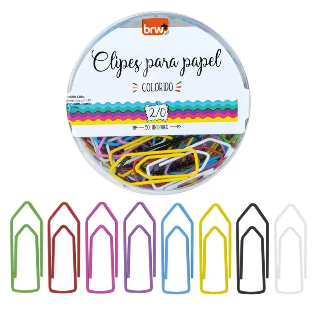 CLIPES PARA PAPEL 2/0 - COLORIDO - POTE C/ 50UN