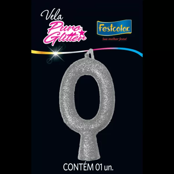 VELA PURO GLITTER PRATA N 0