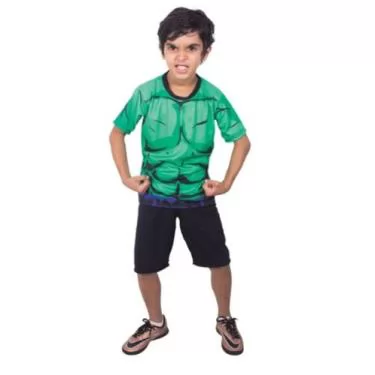 FANTASIA INFANTIL MENINO VERDE HULK LUXO - BRINK MODEL