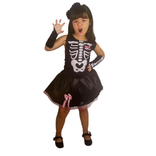 FANTASIA INFANTIL ESQUELETINHA VESTIDO LUXO - BRINK MODEL