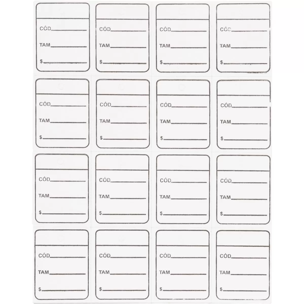 ETIQUETA PARA MARCACAO TAG 30X38MM CARTAO BRANCA PCT.C/1000 TAG - FITACREL