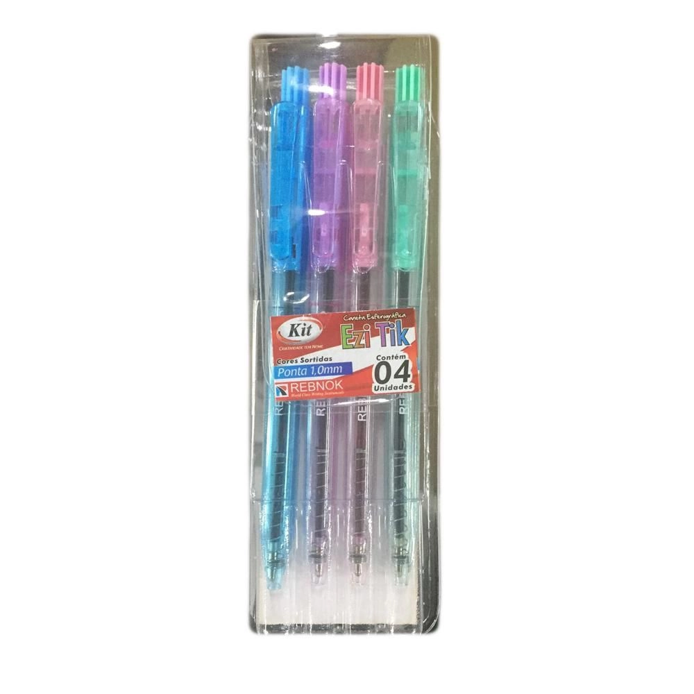 CANETA KIT EZI TIK RETRATIL 1.0MM C/4 FANCY COLORIDA