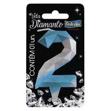 VELA DIAMANTE AZUL/PRATEADA N 2