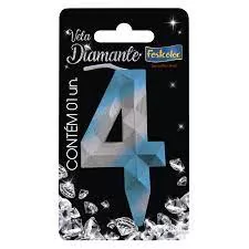 VELA DIAMANTE AZUL/PRATEADA N 4