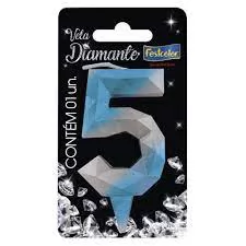 VELA DIAMANTE AZUL/PRATEADA N 5