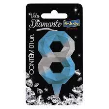 VELA DIAMANTE AZUL/PRATEADA N 8