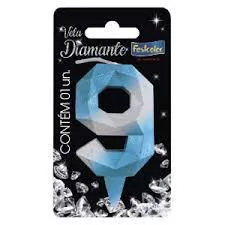 VELA DIAMANTE AZUL/PRATEADA N 9