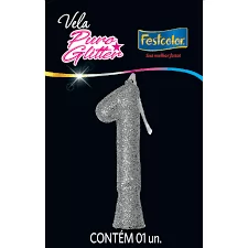 VELA PURO GLITTER PRATA N 1