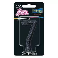 VELA PURO GLITTER PRETA N 7