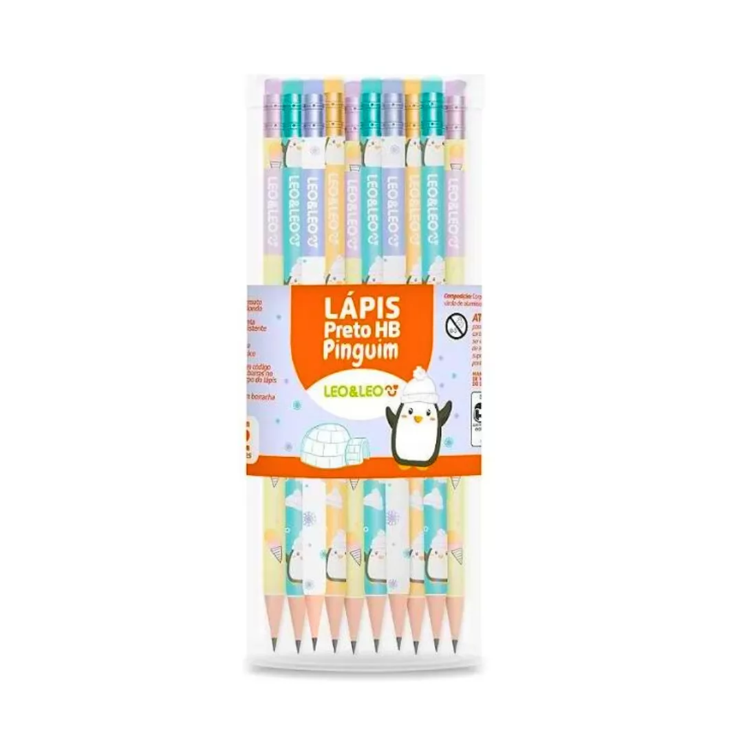LAPIS GRAFITE HB RESINA PINGUIM C/ BORRACHA UND LEOELEO