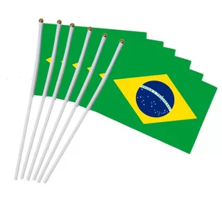 BANDEIRA BRASIL TECIDO M 30X21 CM CABO 40 CM COM VENTOSA UNIDADE