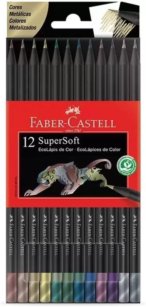 LÁPIS DE COR SUPERSOFT 12 CORES METALICAS - FABER CASTELL