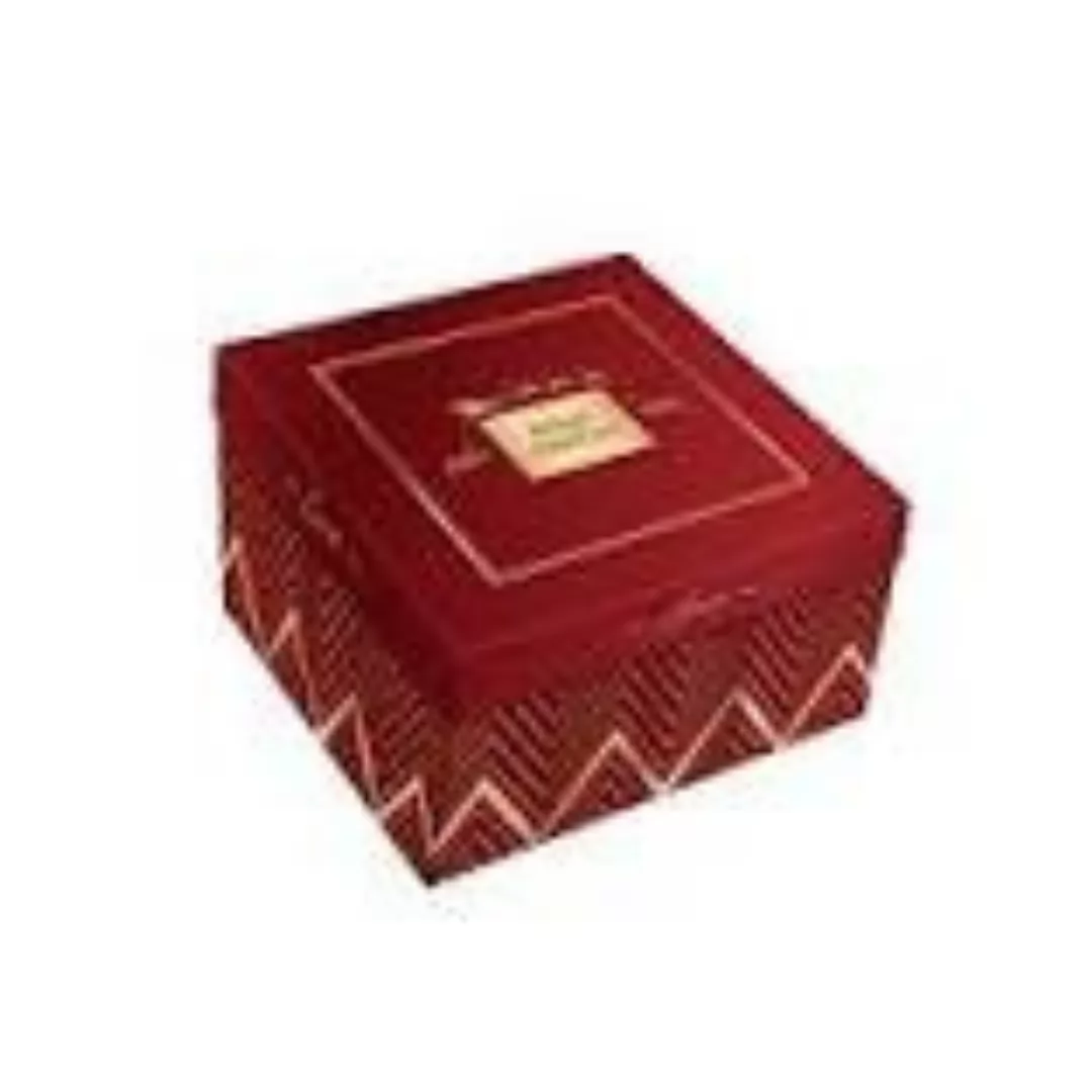 CAIXA CUBO 11X11X12CM - ESTAMPA NATAL BOAS FESTAS BORDÔ DEGRADÊ C/ DOURADO