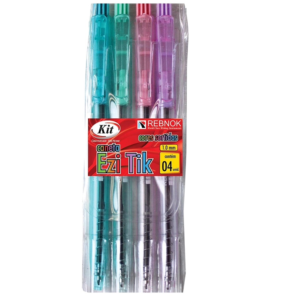 CANETA KIT EZI TIK RETRATIL 1.0MM C/4 FANCY